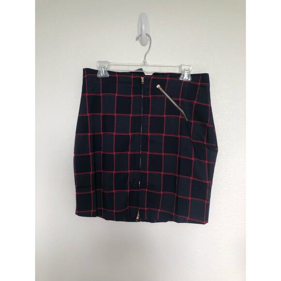 Uniq Navy and Red Plaid Mini Academia School Skirt - L - Picture 1 of 5